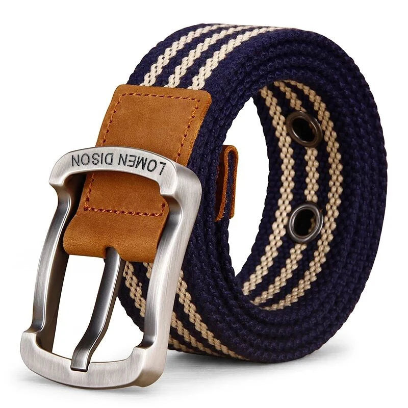 Tactical Men’s Canvas Belt – Fashion Casual Nylon Waistband with Pin Buckle, All-Match for Jeans, Outdoor, Sports & Hunting
