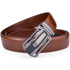 Men’s Leather Ratchet Belt – Dress Belt with Slide Click Automatic Buckle, Plus Size Luxury