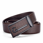 High-Quality Men’s Leather Belt with Metal Automatic Buckle – Work & Business Waistband, Black Cowskin PU Strap