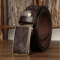 Men’s Genuine Leather Belt – Thick Cowhide with Copper Smooth Buckle, High-Quality Casual Belt for Jeans and Cowboy Style