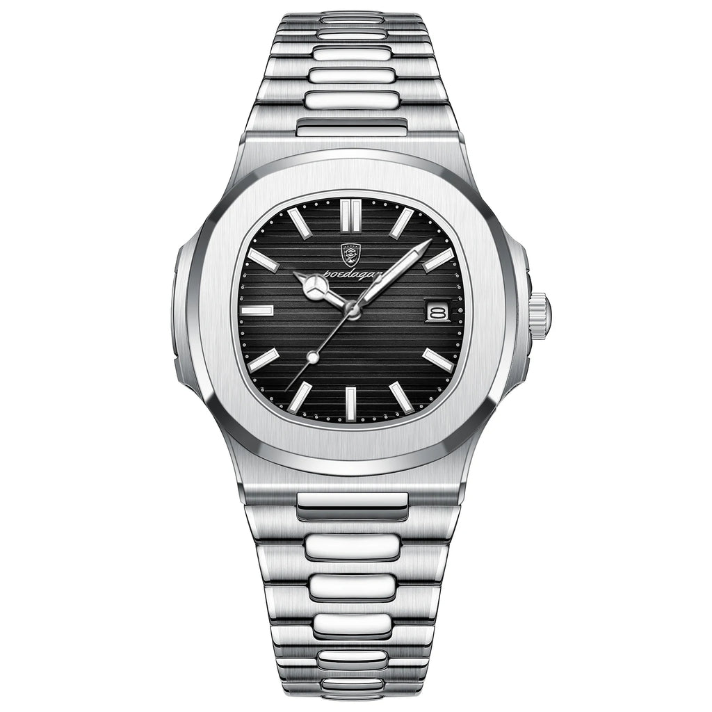 Men’s Luxury Sports Quartz Watch with Square Dial, Luminous Display, Date Function & Waterproof Design