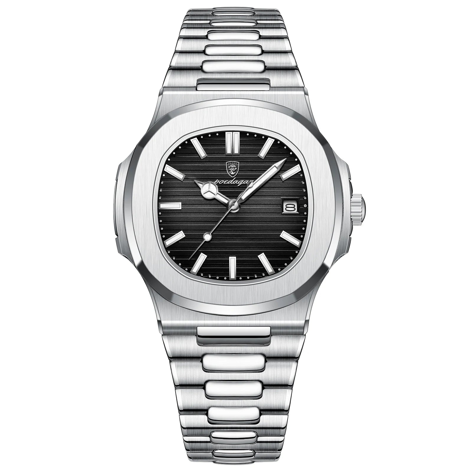 Men’s Luxury Sports Quartz Watch with Square Dial, Luminous Display, Date Function & Waterproof Design