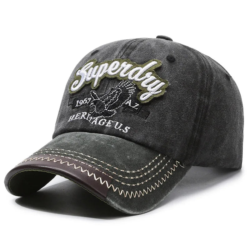 Vintage Washed Cotton Cap with Embroidered Detail – Casual Sport Fit