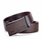 High-Quality Men’s Leather Belt with Metal Automatic Buckle – Work & Business Waistband, Black Cowskin PU Strap