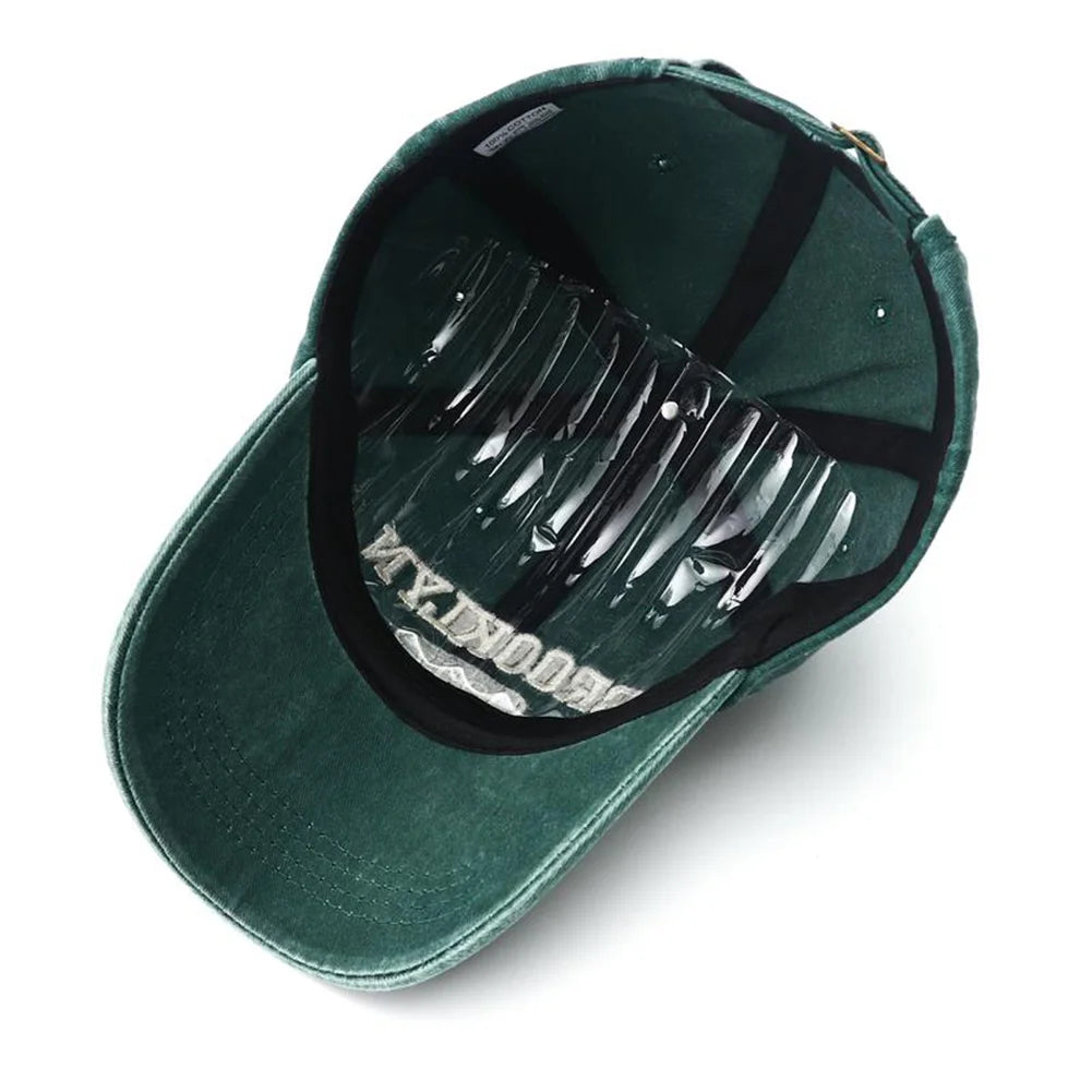 Brooklyn Embroidered Snapback Cap – Vintage Washed Baseball Hat