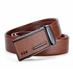 High-Quality Men’s Leather Belt with Metal Automatic Buckle – Work & Business Waistband, Black Cowskin PU Strap