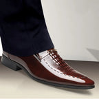 Men’s Italian Style Leather Classic Shoes, Elegant Slip-On Formal Shoes with Pointed Toe for Parties and Special Occasions