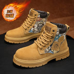 Men’s Low-Top Leather Boots – Motorcycle Style, Comfortable Casual and Outdoor Lace-Up Boots