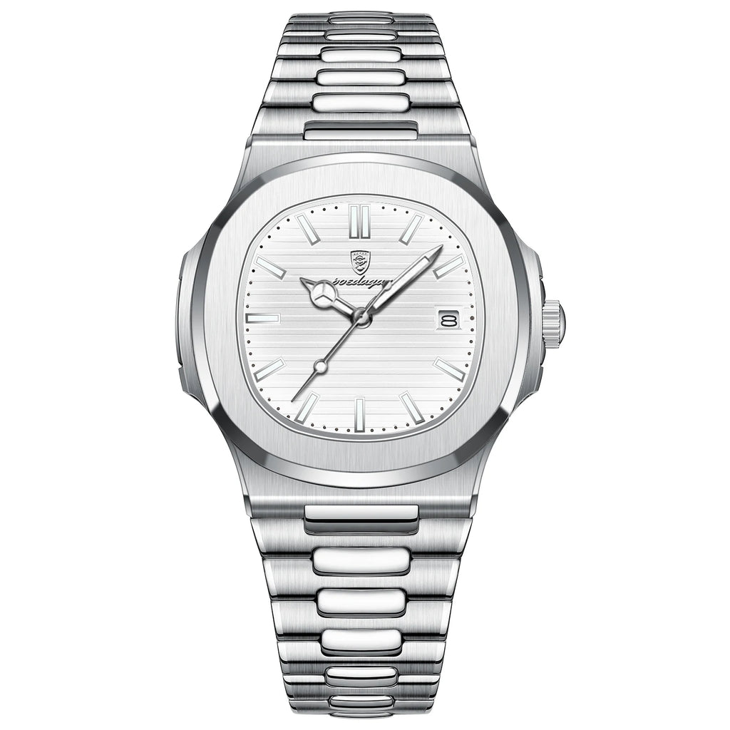 Men’s Luxury Sports Quartz Watch with Square Dial, Luminous Display, Date Function & Waterproof Design