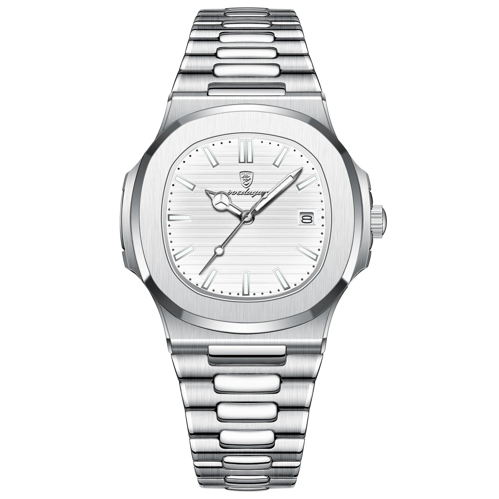Men’s Luxury Sports Quartz Watch with Square Dial, Luminous Display, Date Function & Waterproof Design