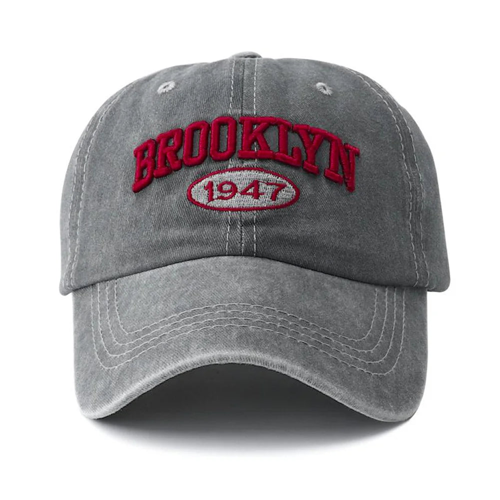 Brooklyn Embroidered Snapback Cap – Vintage Washed Baseball Hat