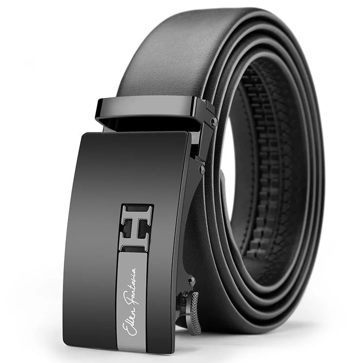 Men’s Genuine Leather Belt – Automatic Waistband for Business, Casual, and Everyday Wear