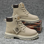 Men’s Leather High-Top Boots – Fashion Motorcycle Ankle Boots, Winter & Spring Casual Lace-Up Footwear