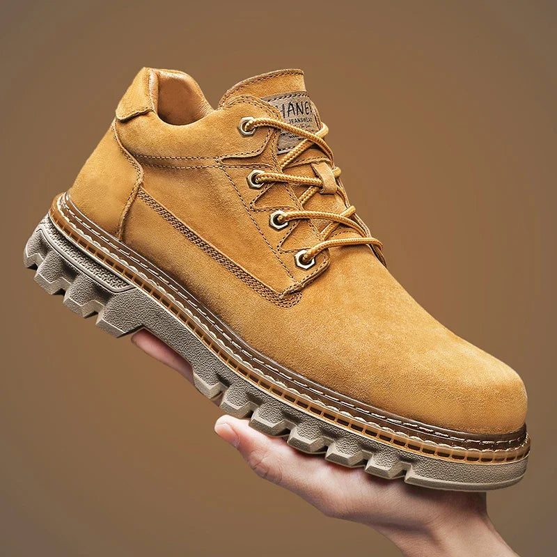 Men’s Low-Top Winter Boots – Comfortable Outdoor Boots with Classic Design, Casual High-Top Style, Yellow Color