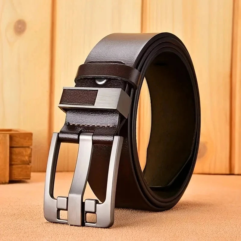 Men’s Genuine Leather Belt with High-Quality Buckle – Casual & Business Cowboy Waistband