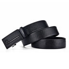 High-Quality Men’s Leather Belt with Metal Automatic Buckle – Work & Business Waistband, Black Cowskin PU Strap