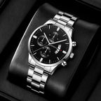 Men’s Luxury Quartz Watch with Calendar, Stainless Steel Bracelet – Fashion Business Wristwatch