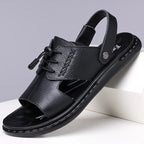 Leather Summer Sandals – Comfortable Non-Slip Slip-On Casual Style