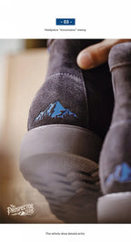 Men’s Retro Low-Top Work Boots – Cow Suede Leather Lace-Up Boots, Chunky Sole, Comfortable Autumn Winter Boots