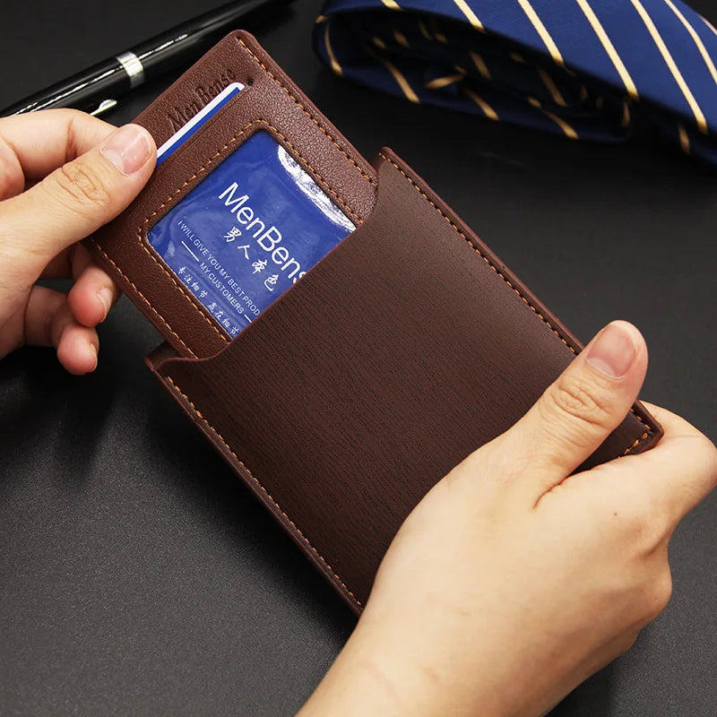 Men’s PU Leather Wallet – Slim Short Billfold Card Holder, Portable Luxury Design