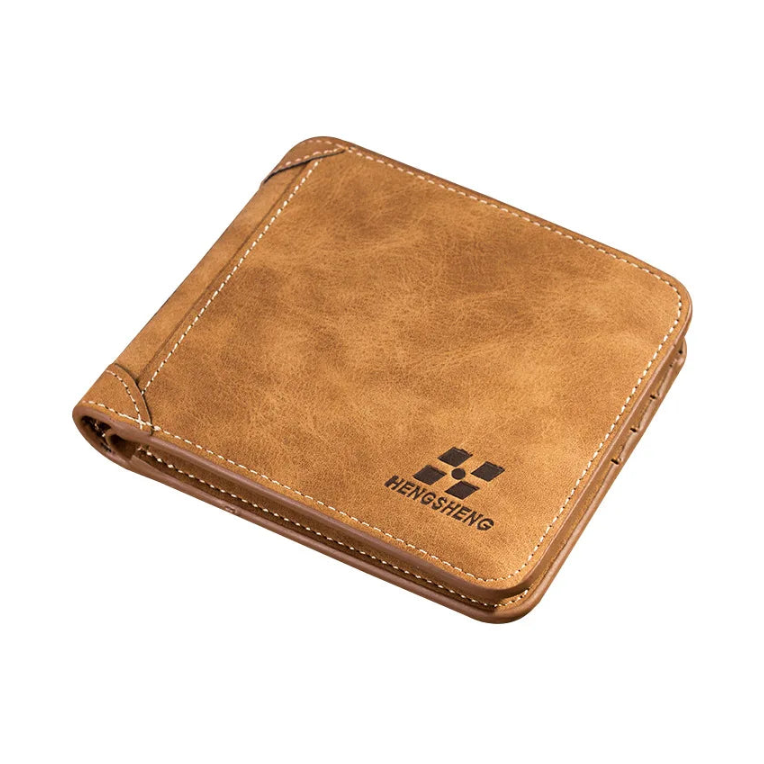 Men’s Leather Wallet – Foldable Credit Card and ID Holder, Photo Holder, Short Vintage Purse