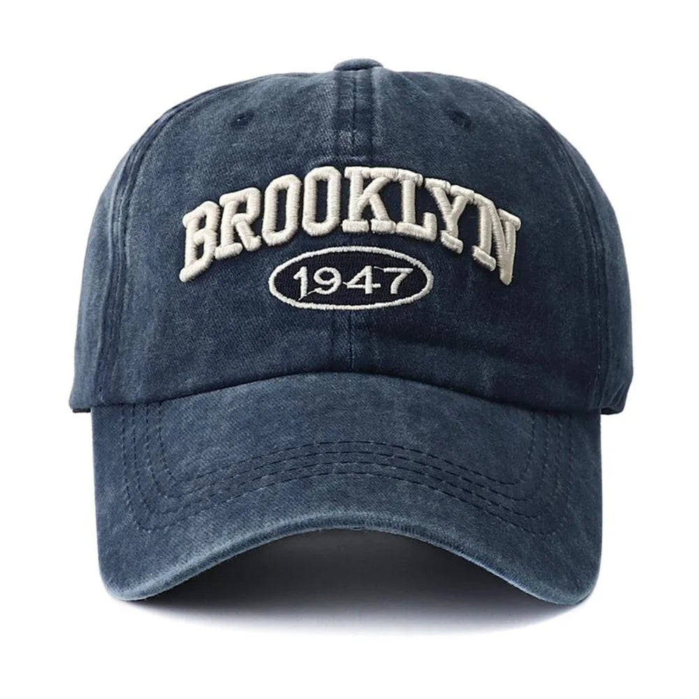 Brooklyn Embroidered Snapback Cap – Vintage Washed Baseball Hat
