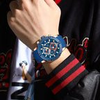 Men’s Sports Quartz Watch – Waterproof, Luminous, Chronograph, Date, Silicone Strap