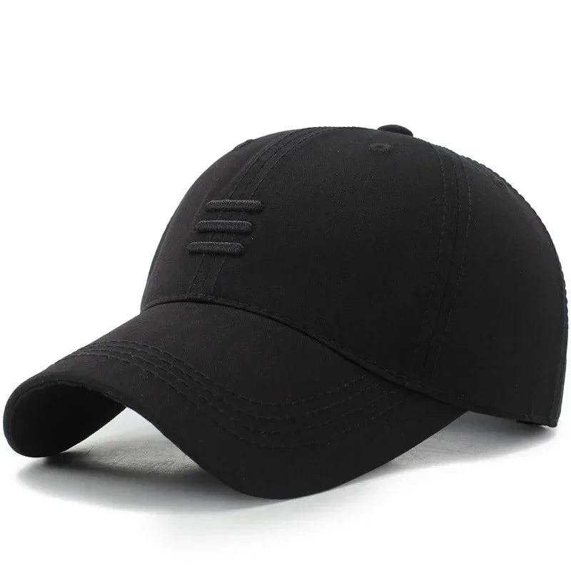 Soft Top Men’s Baseball Cap – Casual Cotton Snapback Outdoor Sport Dad Hat with Three Bars Design
