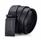 High-Quality Men’s Leather Belt with Metal Automatic Buckle – Work & Business Waistband, Black Cowskin PU Strap