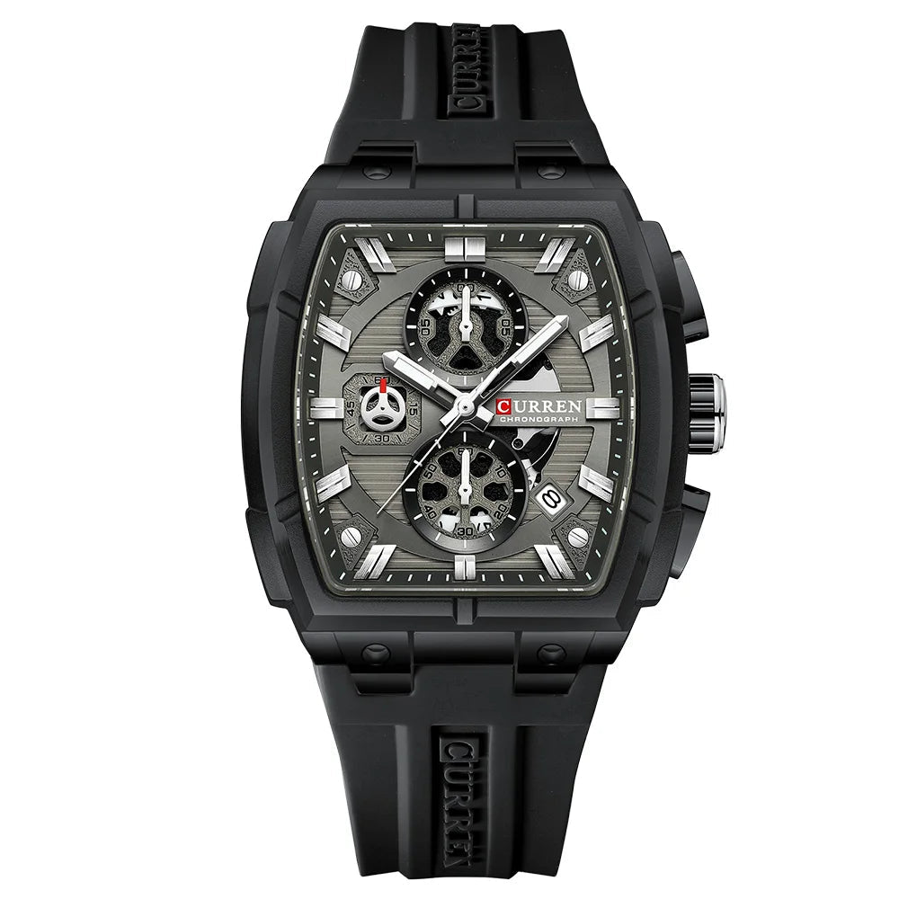 Men’s Multi-Functional Sports Watch – Silicone Strap, Chronograph and Auto Date Display