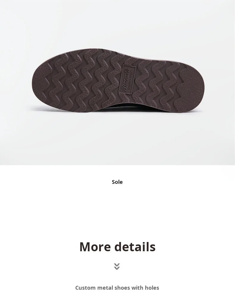 Men’s Retro Low-Top Work Boots – Cow Suede Leather Lace-Up Boots, Chunky Sole, Comfortable Autumn Winter Boots