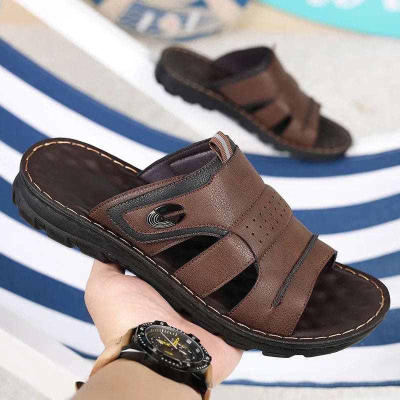 High-Quality Cowhide Leather Sandals – Non-Slip Casual Summer Style