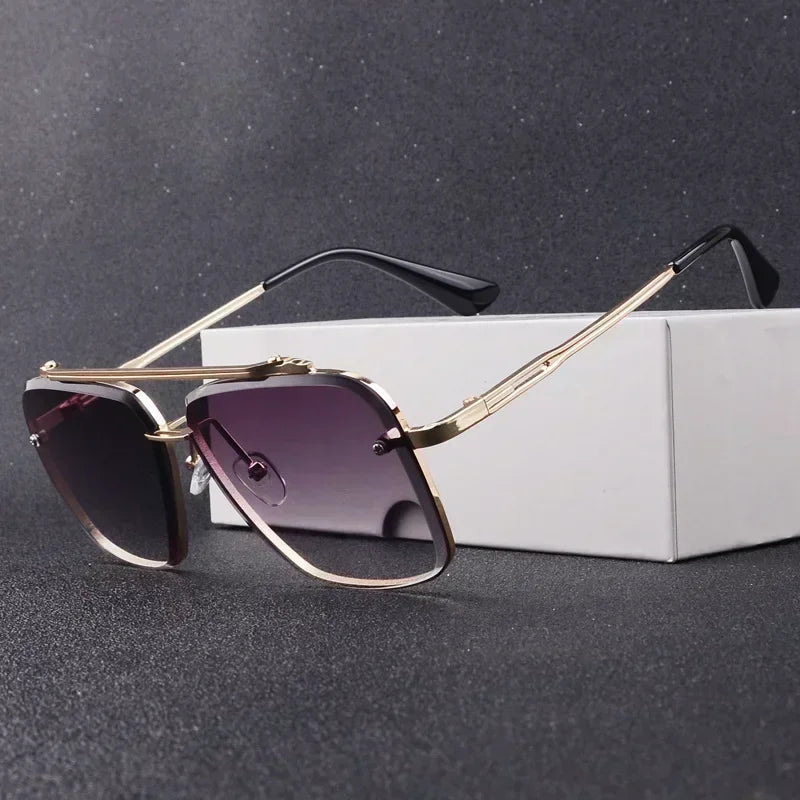 Men’s Square Luxury Sunglasses – Gradient Pilot Design with Modern Aviation-Inspired Style