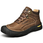 Men’s Black Genuine Leather Boots – Comfortable, Luxury, Outdoor Hiking and Casual Winter Shoes