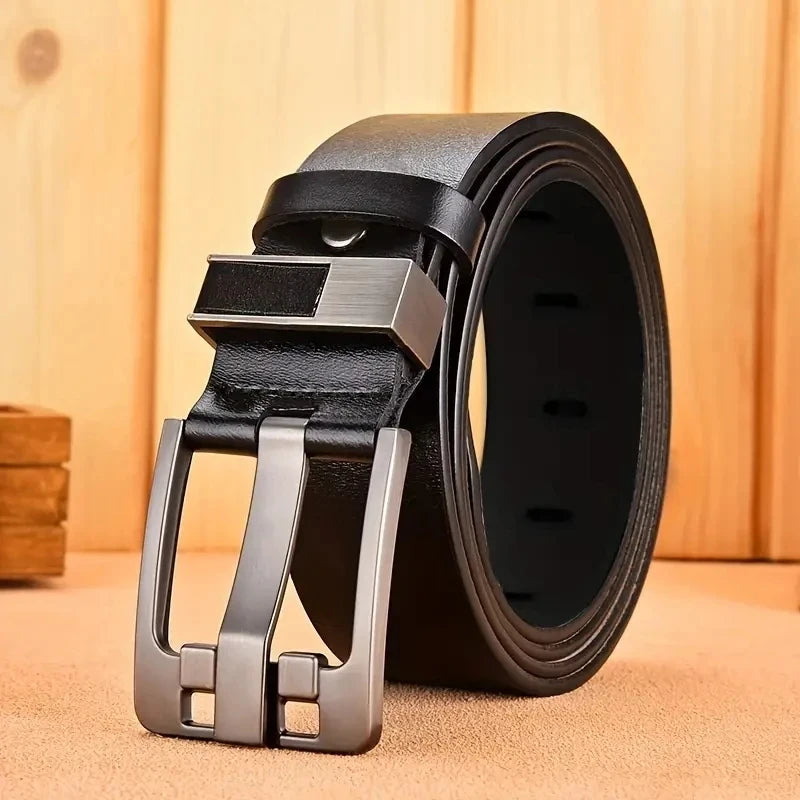 Men’s Genuine Leather Belt with High-Quality Buckle – Casual & Business Cowboy Waistband