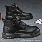 Luxury Men Ankle Boots – Retro British High-Top Leather Boots for Fashion, Outdoor, and Motorcycle Use