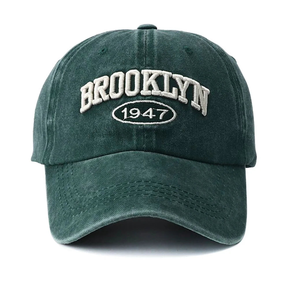 Brooklyn Embroidered Snapback Cap – Vintage Washed Baseball Hat