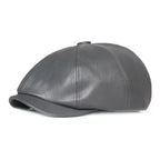 Men’s Retro Octagonal PU Leather Beret – Elegant British Style Autumn Fashion Hat