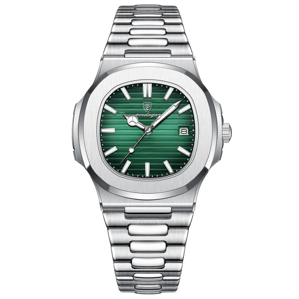 Men’s Luxury Sports Quartz Watch with Square Dial, Luminous Display, Date Function & Waterproof Design