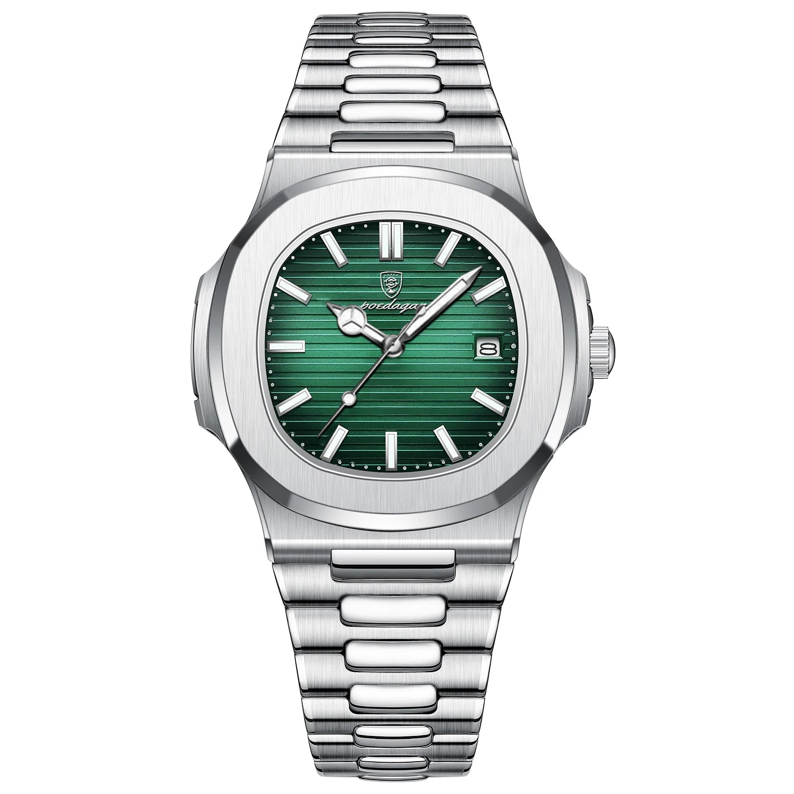 Men’s Luxury Sports Quartz Watch with Square Dial, Luminous Display, Date Function & Waterproof Design