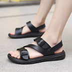 Summer Sandals for Men Outdoor Casual Sport Slippers PU Leather Non-slip Breathable Roman Shoes