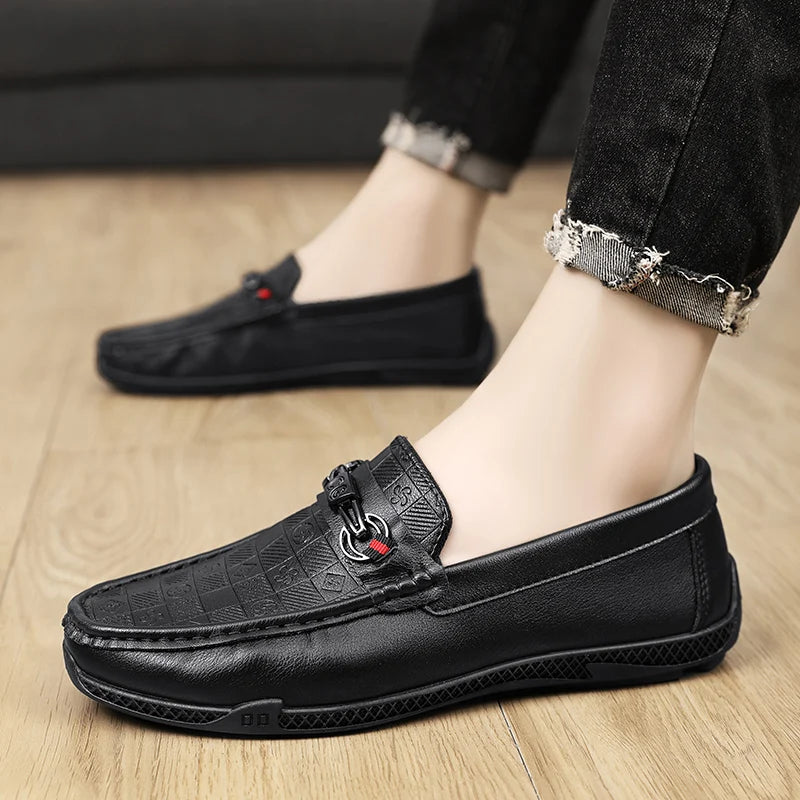 Men’s Soft Leather Loafers, Elegant Casual and Formal Slip-On Shoes, Comfortable Italian Style Driving Loafers for Everyday Wear