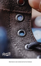 Men’s Retro Low-Top Work Boots – Cow Suede Leather Lace-Up Boots, Chunky Sole, Comfortable Autumn Winter Boots