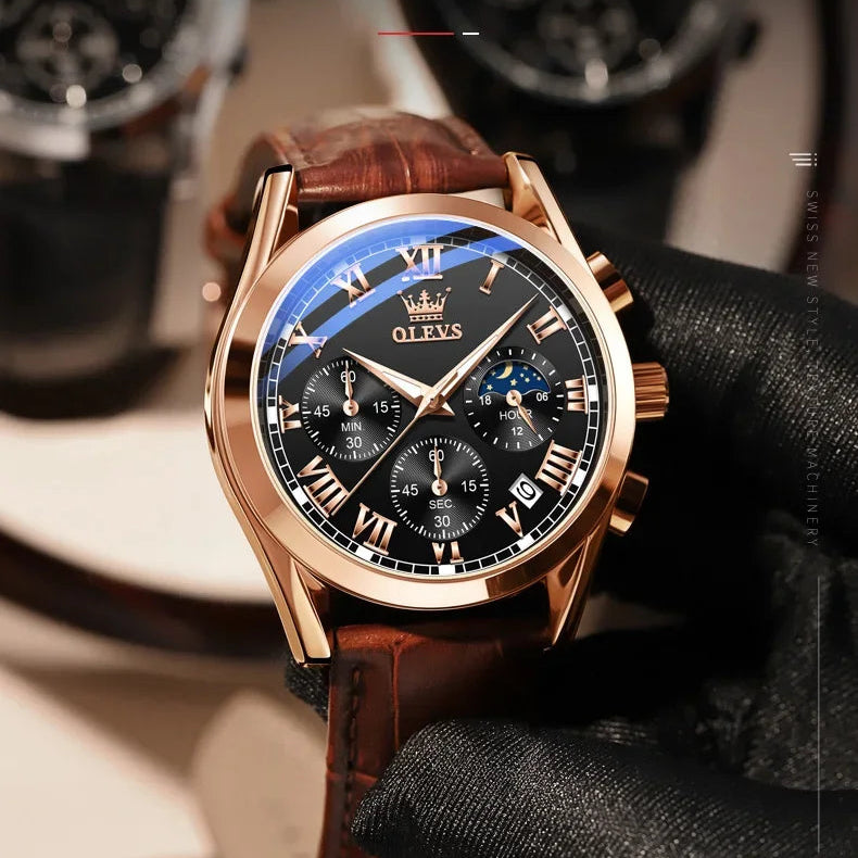 Men’s Luxury Multifunction Quartz Watch – Stainless Steel, Luminous, Waterproof Business Wristwatch