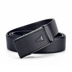 High-Quality Men’s Leather Belt with Metal Automatic Buckle – Work & Business Waistband, Black Cowskin PU Strap