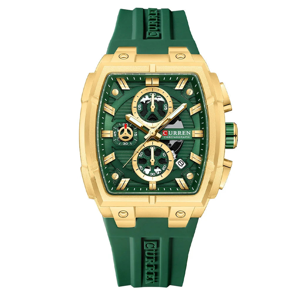 Men’s Multi-Functional Sports Watch – Silicone Strap, Chronograph and Auto Date Display