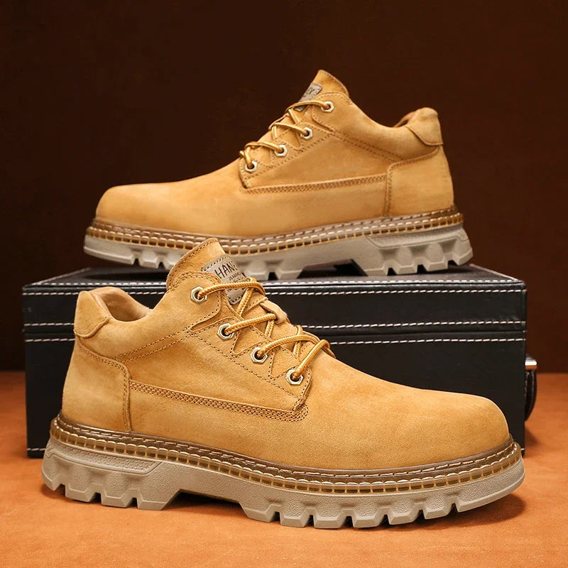 Men’s Low-Top Winter Boots – Comfortable Outdoor Boots with Classic Design, Casual High-Top Style, Yellow Color
