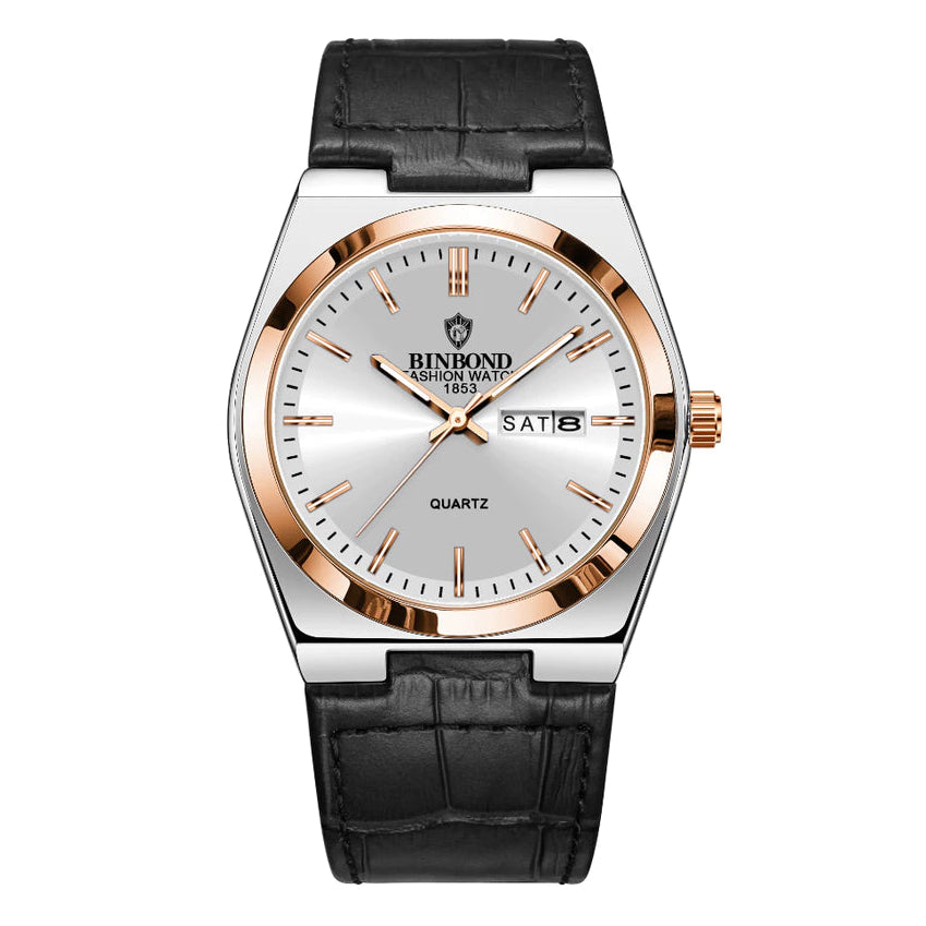 Men’s Luxury Quartz Watch – Fashion Leather Strap, Luminous Hands & Calendar, Waterproof