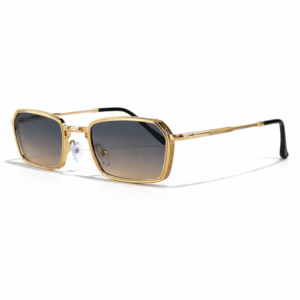 Men’s Vintage Steampunk Polygon Sunglasses – Retro Luxury Small Rectangle UV400 Driving Shades
