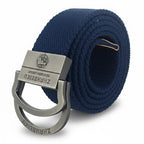 Men & Women Military Canvas Belt – Luxury Double Ring Metal Buckle Tactical Waistband, Jeans & Army Style